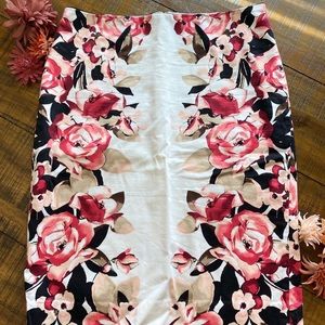 White floral pencil skirt